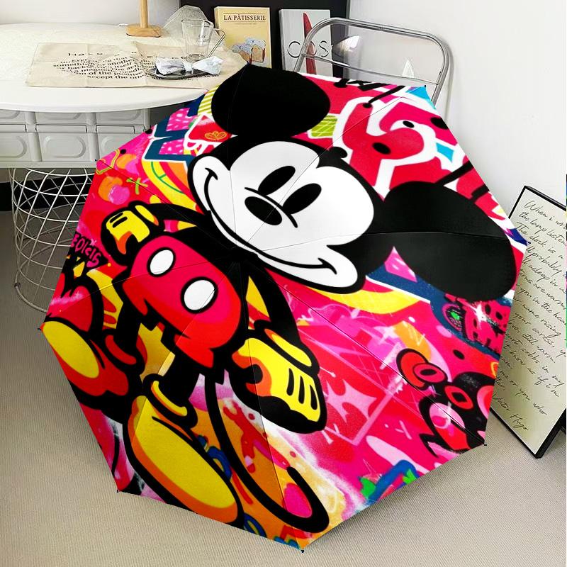 1PC Cartoon Mouse Printed Umbrella Folding umbrella, automatic umbrella 8-Frame for Travel, camping Fan gifts Christmas Gifts