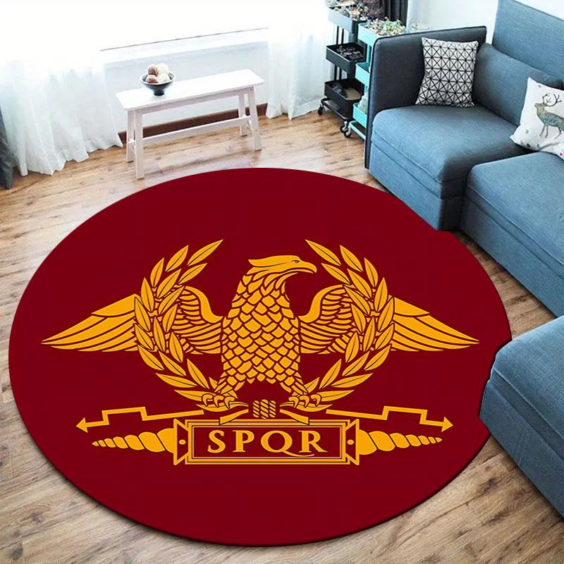 Круглый ковер SPQR Рим, Ковер для гостиной, спальни, дивана, игровой комнаты, Нескользящий коврик для пола