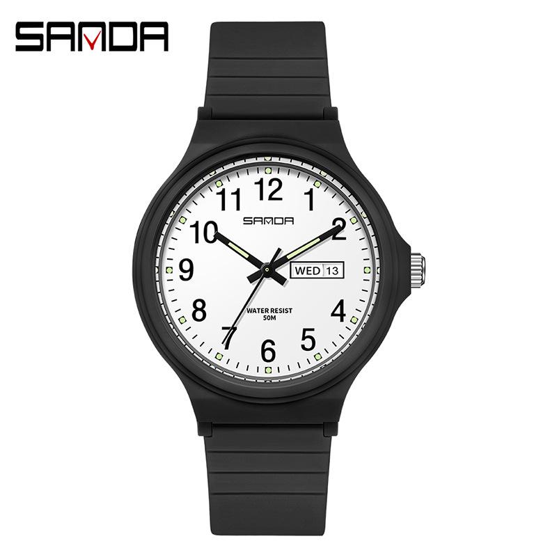 SANDA Personalized Creative Dual Calendar Electronic Quartz Men's and Women's Same Style Couple Watch