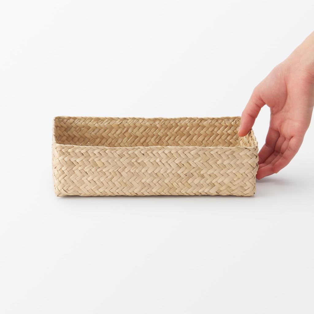 MUJI Seagrass Wickerwork Organizer 15cm W x 25cm D x 7cm 83411923 Basket, Medium, Rectangular, Approx. H,