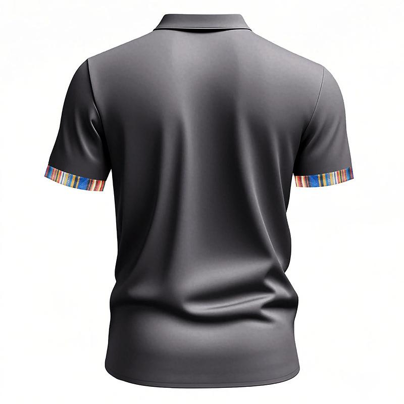 Mens Casual Loose Short Sleeve Printed Polo T Shirt