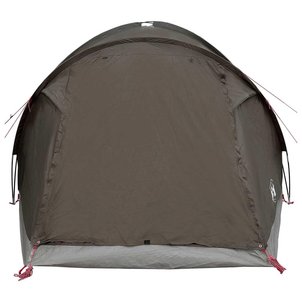 Cabin Tent with Roof Brown Gray 4 Person Polyester and Steel