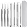 Набор из 11 предметов из нержавеющей стали для удаления черных точек и прыщей с пинцетом