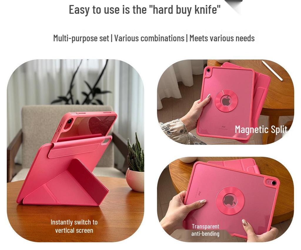 Легкий прозрачный акриловый защитный чехол для iPad 11 (Модель 3Y 2025 года) - Складной, Без слота для ручки, Десятое поколение