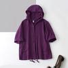 Модный летний женский кардиган большого размера с капюшоном кофейно-фиолетового цвета из хлопка и льна, повседневная свободная блузка больших размеров, винтажное женское тонкое пальто