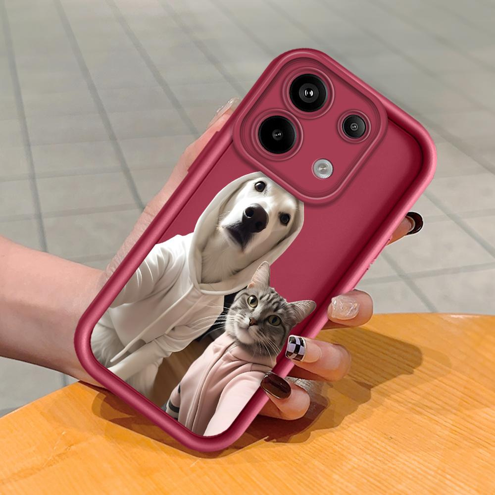 Cats Dogs Group Photo Soft Silicone Phone Casing Full Cover Camera Shockproof Protection Rubber Case for Xiaomi Redmi