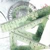 Китайская поэзия Зеленый Лотос Линейка 4 предмета Набор для студентов Прозрачный Треугольник Линейка Транспортир Канцелярские принадлежности Назад в школу Принадлежности