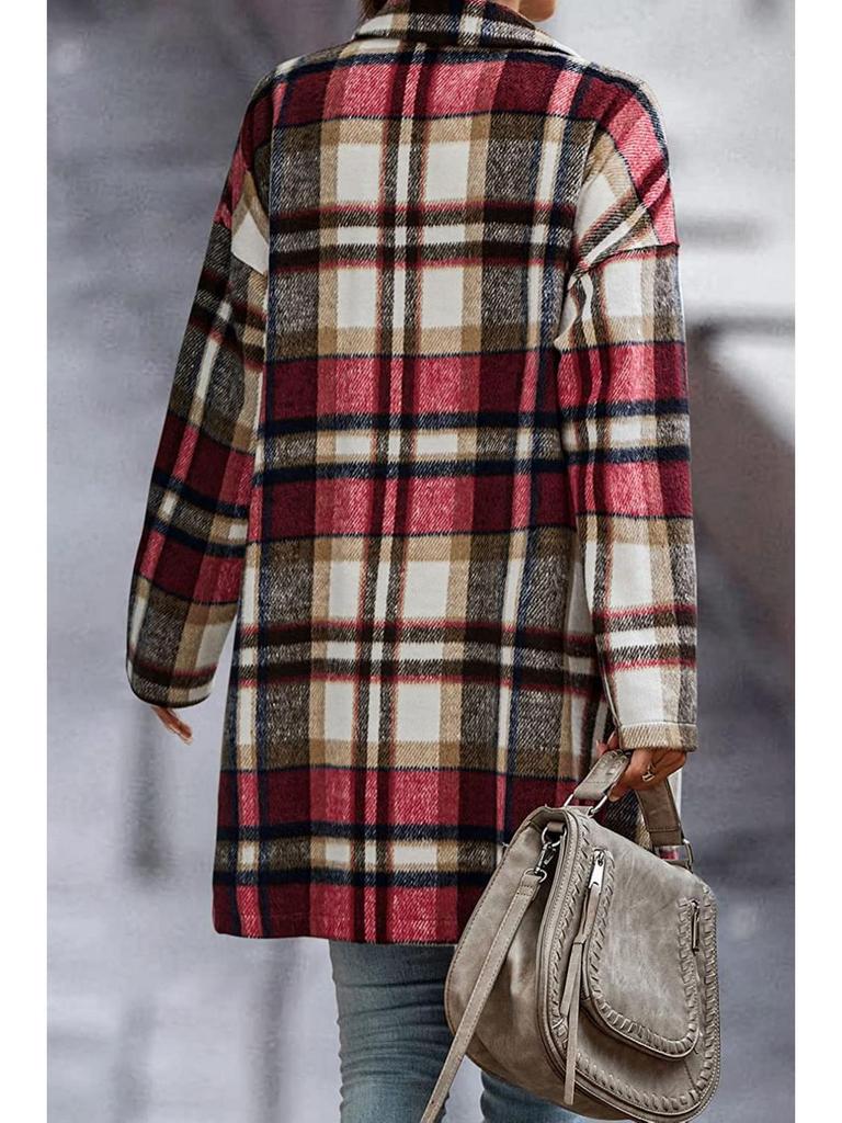Autumn European & American Plaid Lapel Women's Casual Blazer