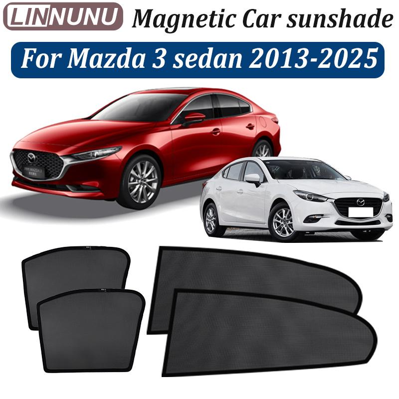 LINNUNU Магнитная автомобильная шторка от солнца Для Mazda 3 Axela седан Боковая сетчатая шторка Летняя солнцезащитная шторка Защита от УФ-излучения аксессуары для приватности