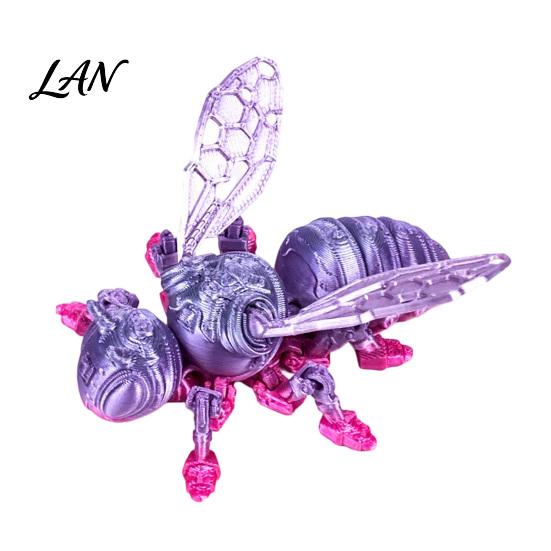Lightweight 3D Printed Display Piece Articulated Bee Fidget Toy, Flexible Joint Figurine with Keychain, High Precision Hollow Body Model Mechanical