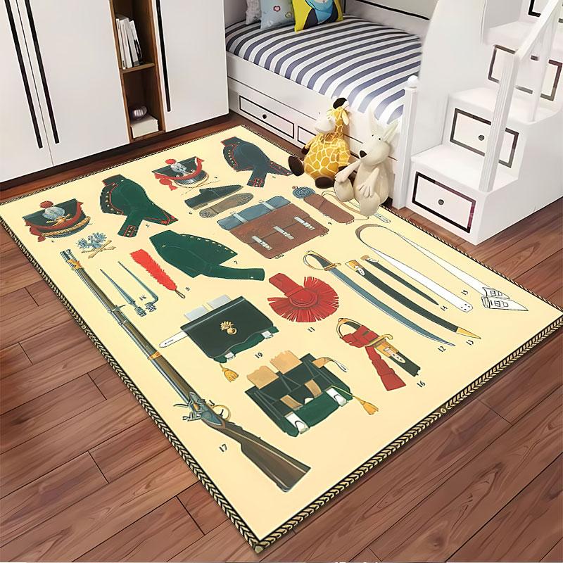 Military Uniform Accessories Chart suitable as a non-slip mat for the living room or bedroom sofa