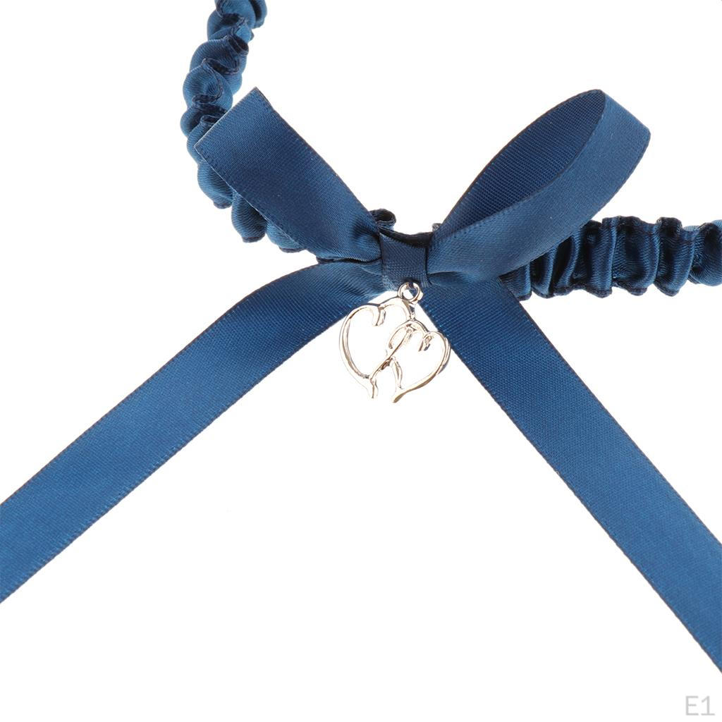 Свадебный комплект подвязок с кружевным бантом и подвеской в ​​форме сердца