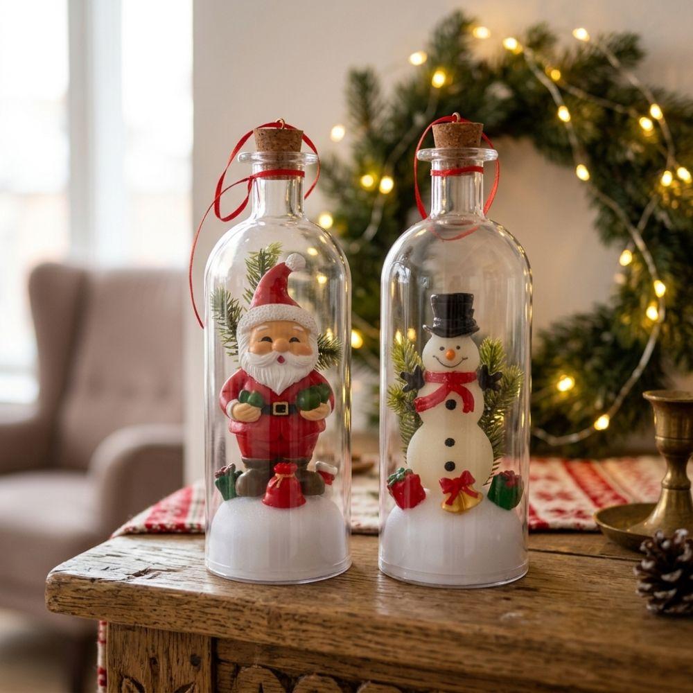 Snowy Scene Recordable Christmas Bottle Message Nostalgic Xmas Voice Memory Ornament Home Decor