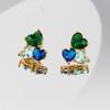 Серьги-гвоздики Cool Summer Salty And Sweet Contrast Circon с морским сапфиром Green Peach Heart Earrings Women 910