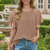 ZANZEA Women Casual Round Neck Solid Color Summer Short Sleeve Blouse