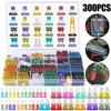 300Pcs Car Blade Fuse Standard Mini Blade Fuses Assortment Set 2/3/5/7.5/10/15/20/25/30/35/40AMP Blade Fuses Auto Accessories