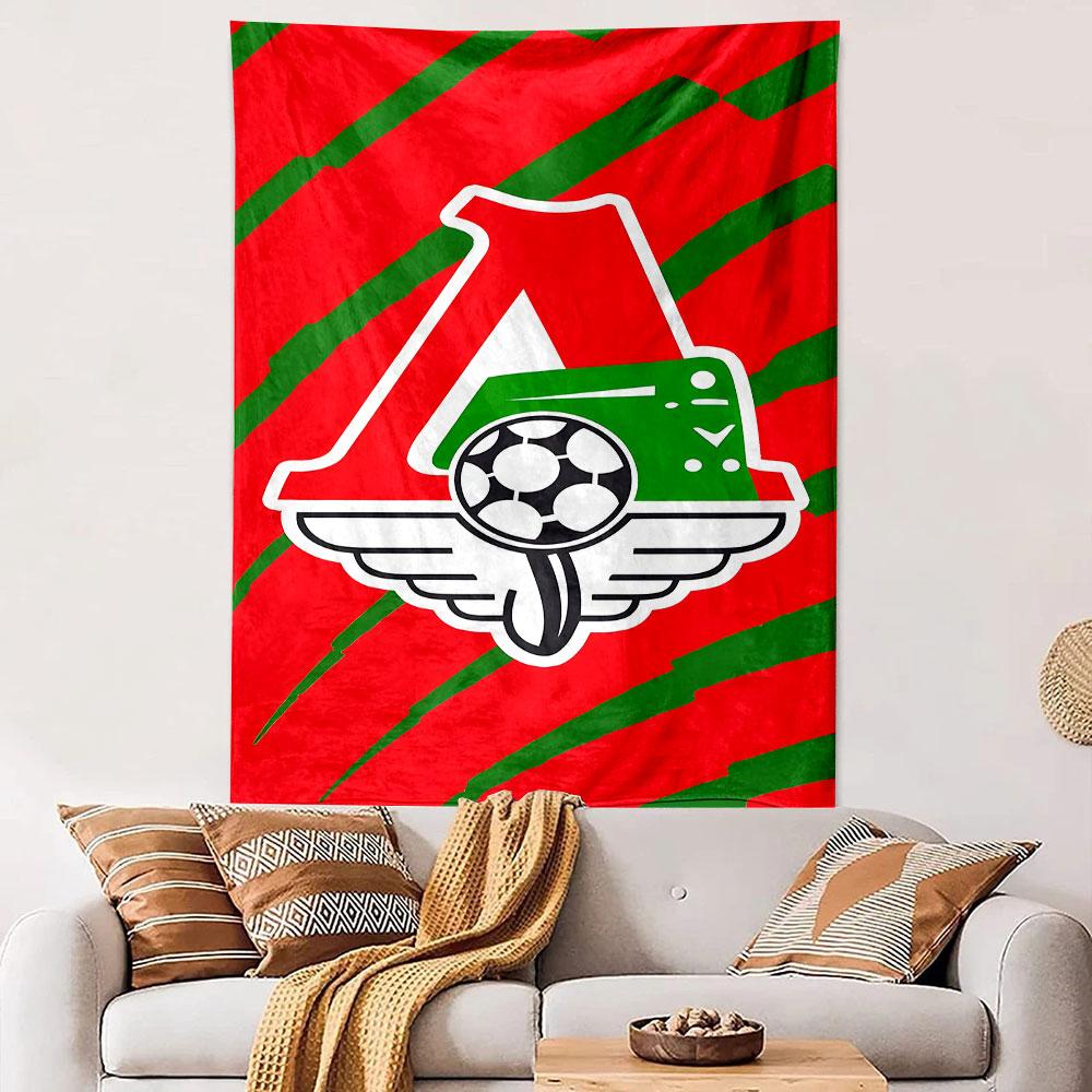 Red and Green Sports Emblem Design Patterned Tapestry Decorative Wall Hanging, Home Bedroom Living Room Decor