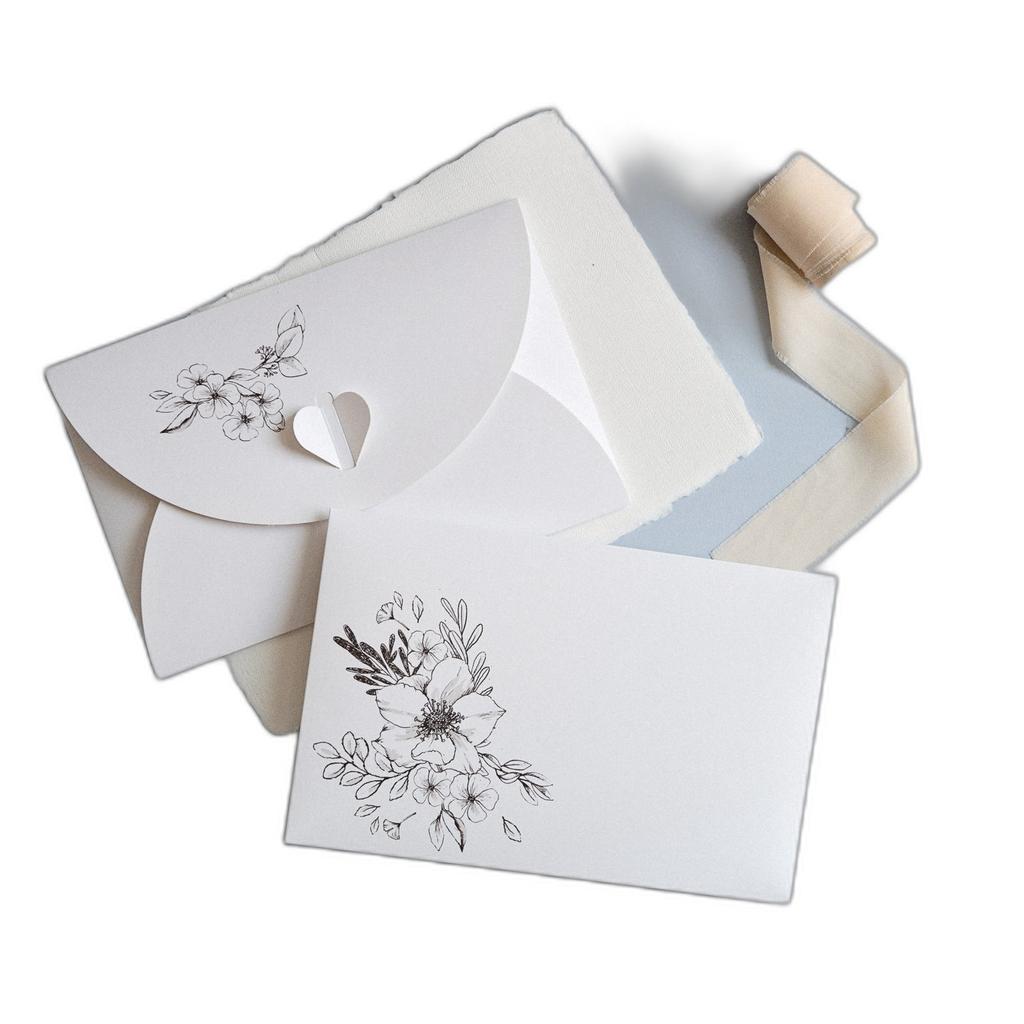 Folder White Flowers 15X23 - Set Of 50 Pcs