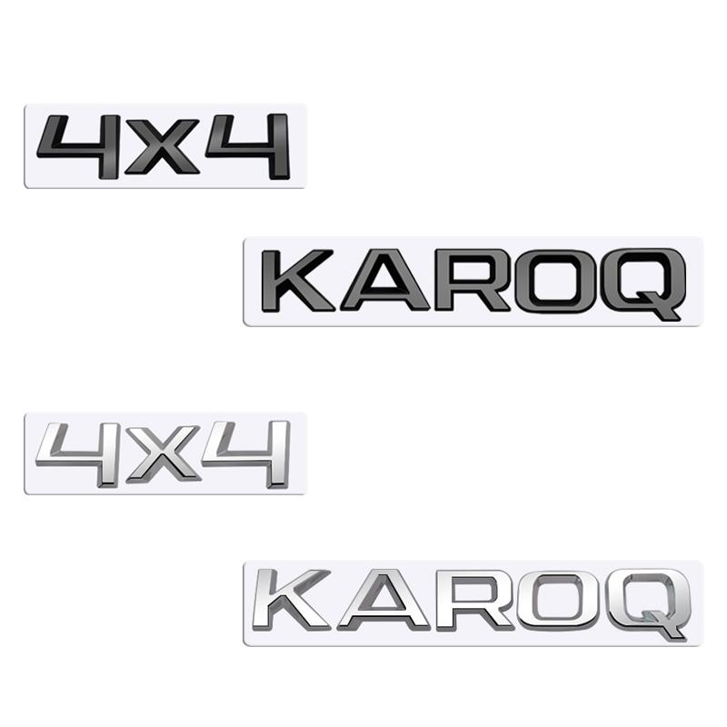 ABCDGI1 MetaL 3D Badge Logo Car Rear Trunk Body Sticker Letter Emblem For Skoda Karoq 4X4 Accessories Glossy Black Matte black