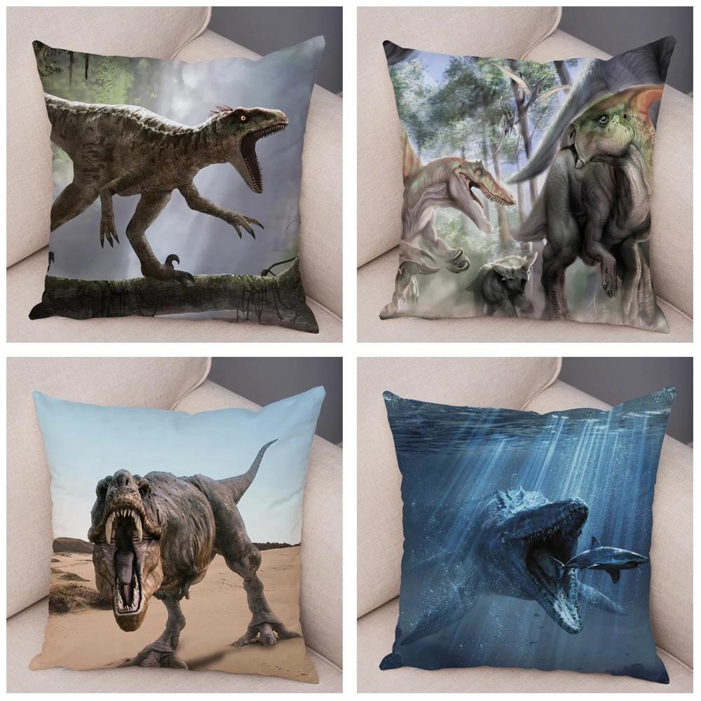 Car Sofa Home Pillowcase Jurassic Dinosaur Cushion Cover Decorative Wildlife Print