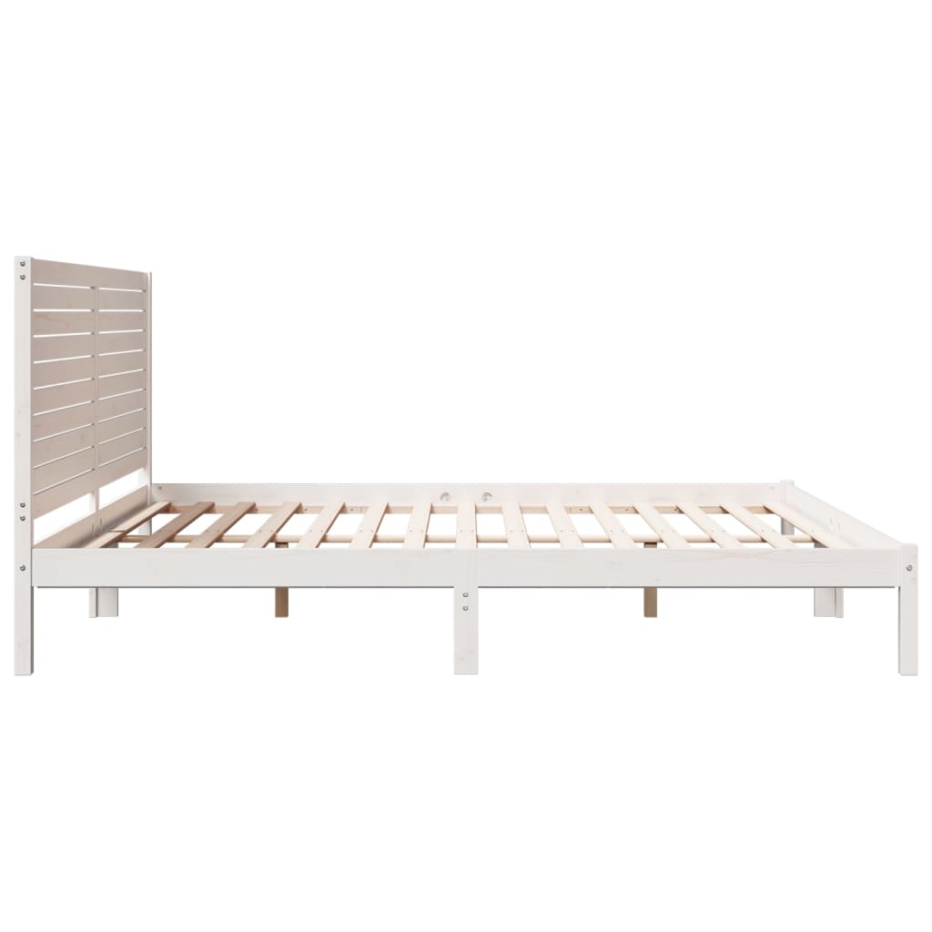 Solid Wood Bed Extra Long Without Mattress White 180 x 220 cm