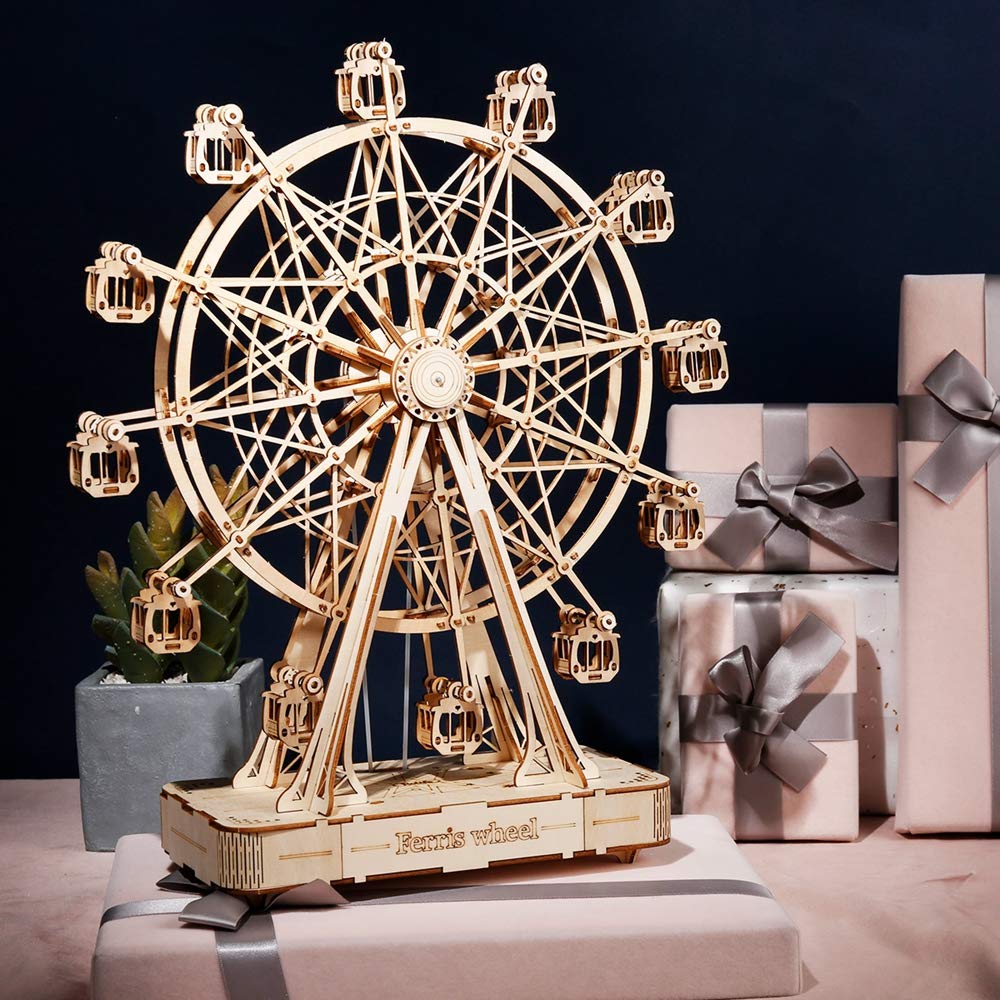 Robotime Ferris Wheel Wooden 3D Puzzle Kit with Music Box TGN01