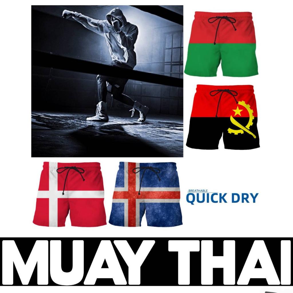 Boxing Muay Thai Kick Boxing Shorts Russia Portugal Denmark Iceland National Flag 3D Print Training Unisex Men Women Fitness Gym Sport Workout