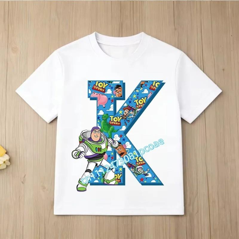 Новая одежда Toy Story Алфавит A-Z Детская хлопковая футболка с коротким рукавом, с мультяшным принтом, спортивная рубашка для мальчиков, повседневная рубашка, летняя футболка