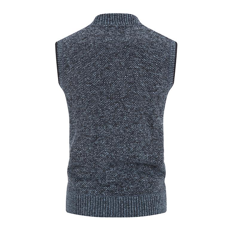 Мужской кардиган без рукавов с V-образным вырезом, утолщенный плюшем, большого размера, осенне-зимняя жилетка для повседневной носки для мужчин среднего и молодого возраста