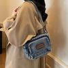 Классическая джинсовая повседневная маленькая сумка через плечо с несколькими карманами и регулируемыми плечевыми ремнями, однотонная сумка через плечо с нулевым кошельком