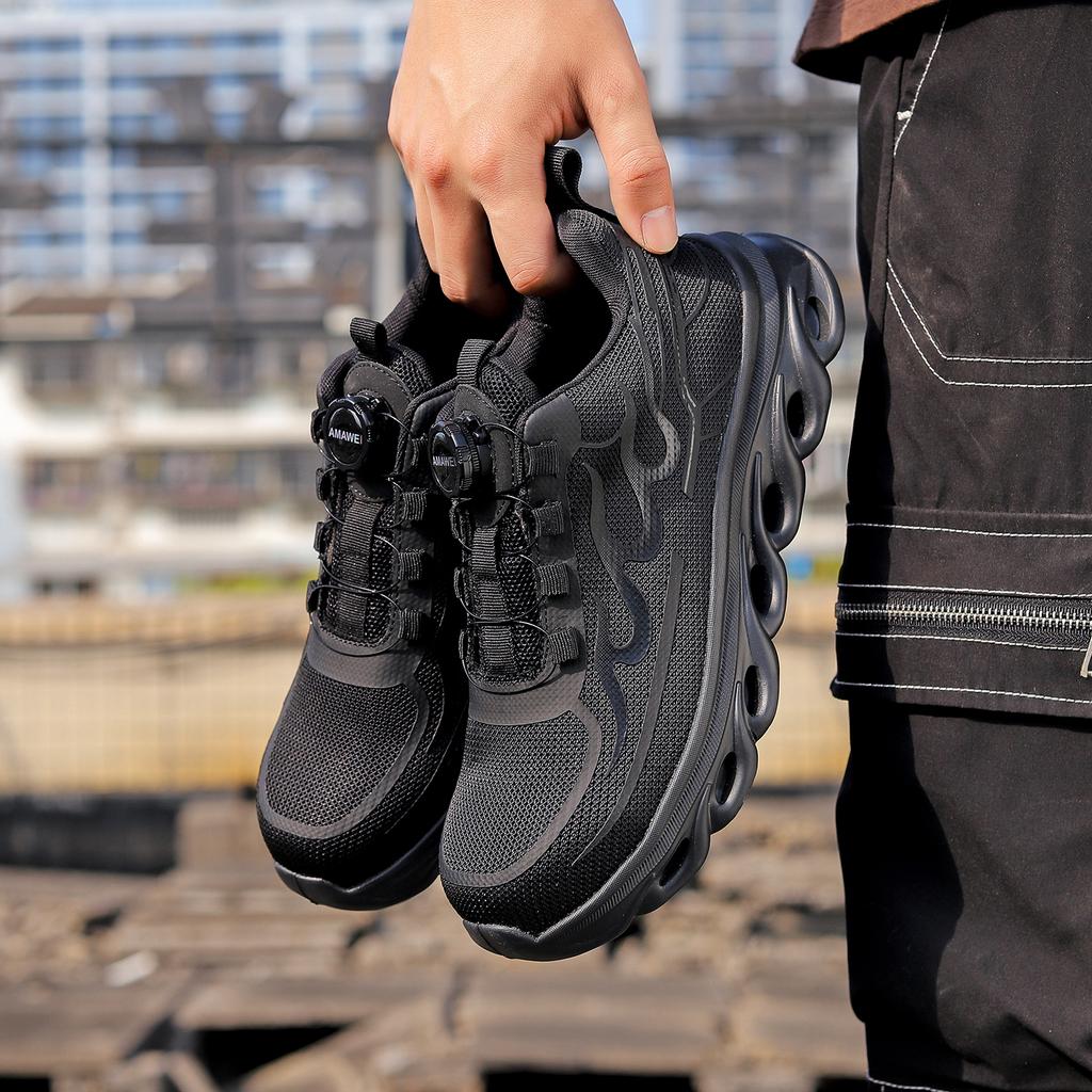 Дышащая рабочая обувь Кроссовки со стальным носком Защита от прокола Защита от ударов Рабочие кроссовки Регулируемые Легкие Низкие Ботинки безопасности