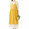 Yanuku Go La Simple Cafe Apron, Nordic Style, Women's, Natural, Pull-Over Apron, Cross-Back Apron with Pockets, Solid Color, Perfect for Mother's Day