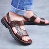 Summer Men's Sandals Leather Beach Shoes Men's Soft Soled Student Sandals Men's Anti Slip Massage