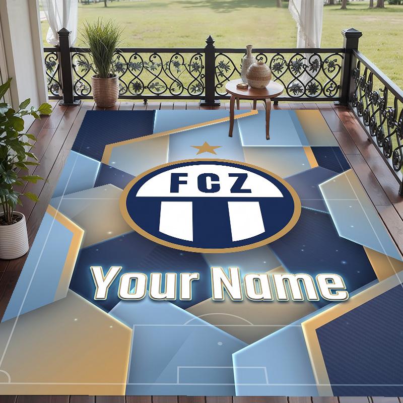 Custom Text Printed Rug FC Zürich Non Slip Floor Carpet For Home Room Decor