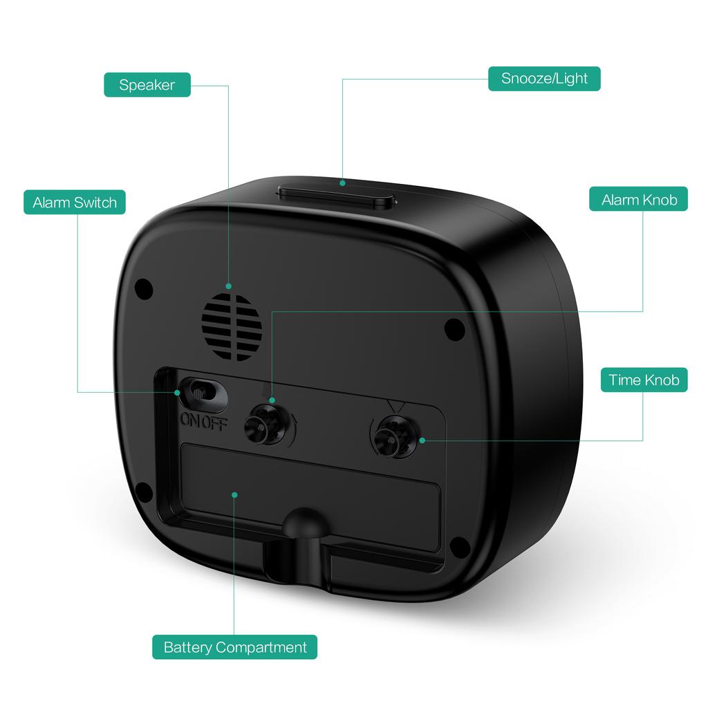 ORIA Бесшумные будильники, прикроватные, не тикающие, работающие от батареек, настольные часы со светящимися аналоговыми часами для крепко спящих людей, для путешествий