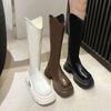 Muffin Bottom High Boots Thick Heel Thick Sole Knee Long Boots Small Man Height Increase Versatile Knight Boots Female Ins