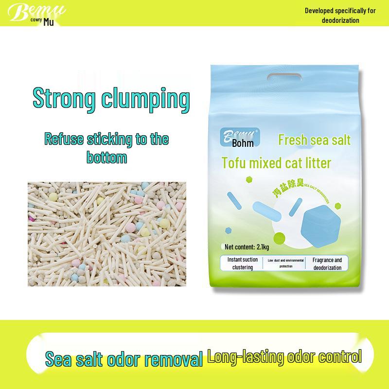 Bentonite & Plant-Based Sea Salt Deodorizing Cat Litter - Low Dust, Absorbent, 2.1kg