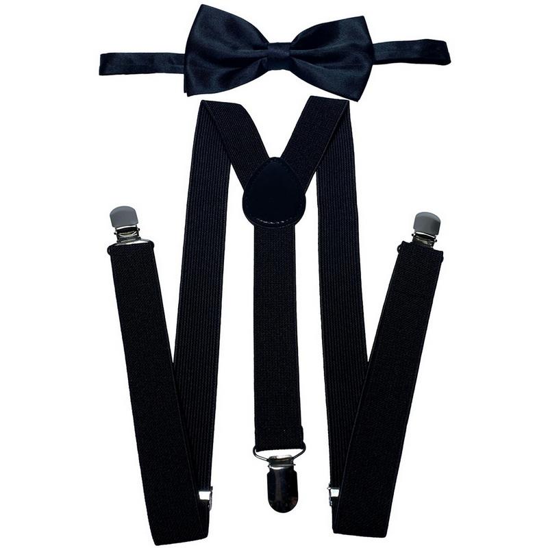 Классический комплект подтяжек и галстука-бабочки, регулируемые эластичные подтяжки с Y-образной спинкой шириной 2,5 см и 3 зажимами, тканый предварительно завязанный галстук-бабочка шириной 12 см, один размер для мужчин и женщин