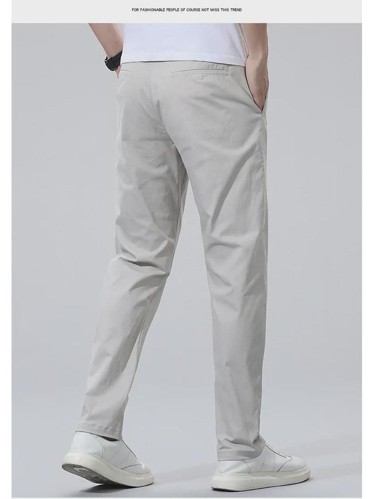 Легкие повседневные брюки из эластичной ткани для мужчин — дышащие, универсальные прямые брюки для весны и лета