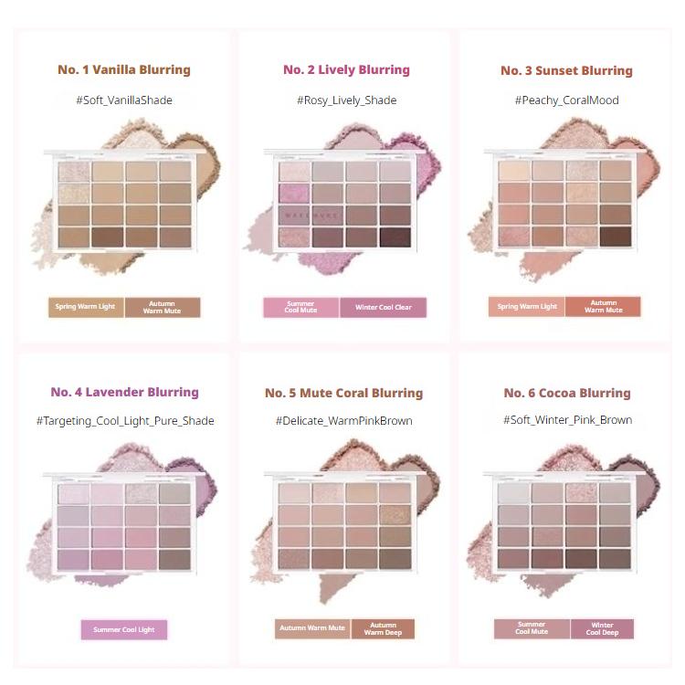 WAKEMAKE Палетка для век Soft Bluring Eye Palette (12 вариантов)