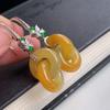Натуральные серьги-пазлы из желтого анита для женщин, новинка в китайском стиле, инкрустированные серьги, роскошные классические украшения