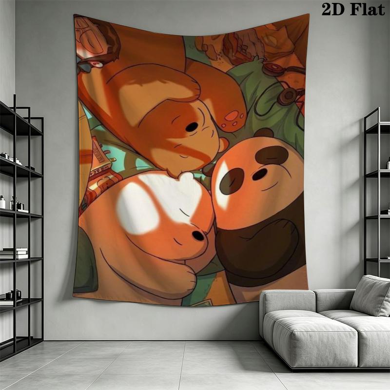 We Bare Bears Wall Tapestry Aesthetic Wall Hanging Printed Fabric Blanket Decorative Tapestries for Bedroom Living Room Home Decor