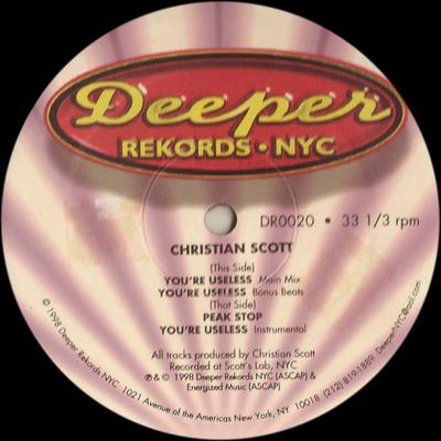 12-дюймовая пластинка CHRISTIAN SCOTT - You're Useless DR0020 Deeper Rekords 1998 США Танцевальная и электронная Б/У