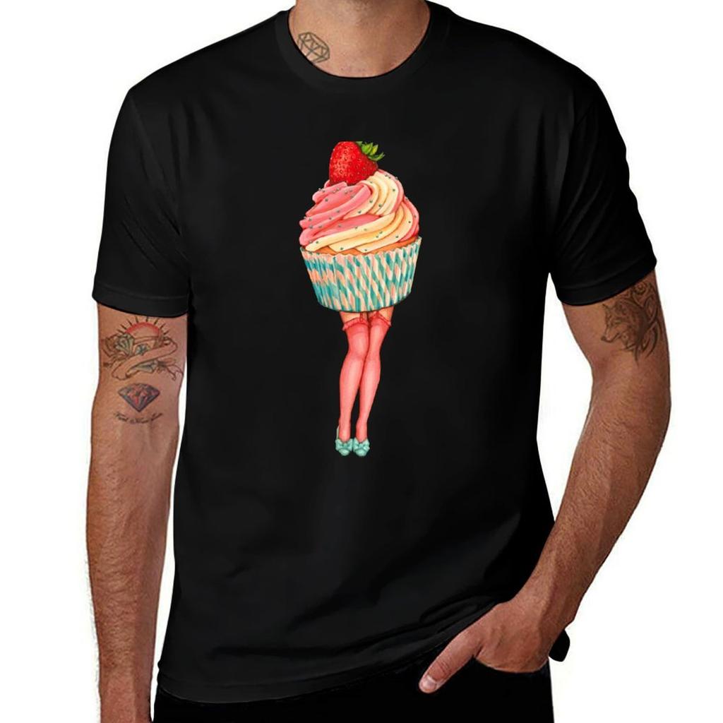 Strawberry Cupcake Pinup Tshirt Basic Plain Tee For Spring And Summer