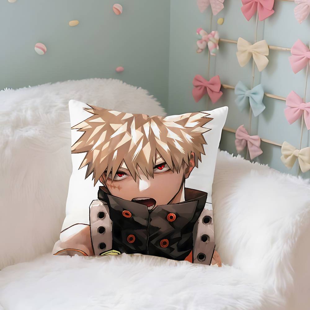 Cute BBakugo KatsukiS Anime Case Plush Fabric Soft Pillowcase Double Sided Print Cushion Cover Household Gifts
