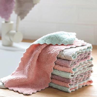 Двусторонняя салфетка для мытья посуды Коралловая флисовая тряпка Kitchen Clean Антипригарное масло Ленивое полотенце для мытья посуды Ананасовая решетка для посуды