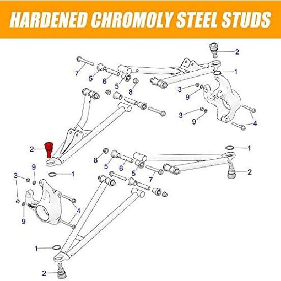 RANSOTO Upper and Lower Front Ball Joint Compatible with Polaris RZR 570 800 900 All Models Ranger Scrambler Sportsman Repace 7061220 7061187 7081505