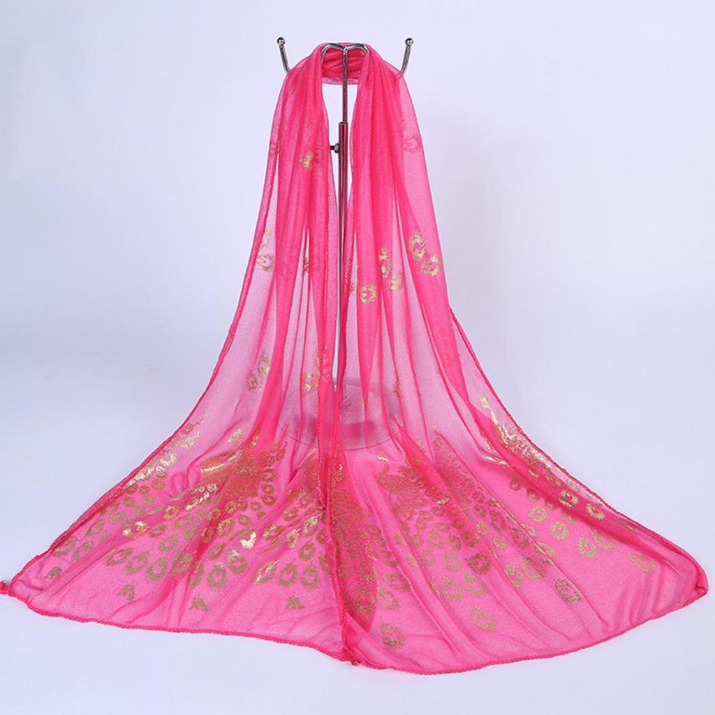 Women Peacock Scarf Long Soft Spring Autumn Wrap Twelve Colors Beach Shawl