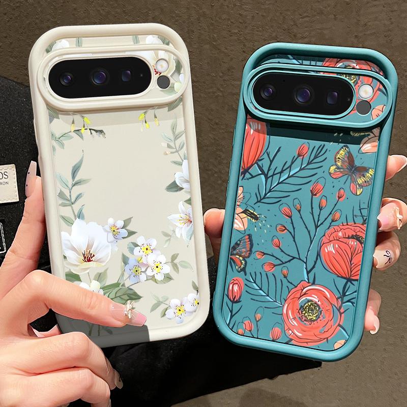 Мягкий противоударный чехол TPU с цветочным принтом для Google Pixel 9 Pro XL 8 Pro 8A, защитный матовый чехол для телефона