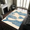 Минималистичный ковер для плавания, стилизованная синяя рыба с детализированными узорами, чистый контрастный дизайн для украшения светлой и воздушной комнаты